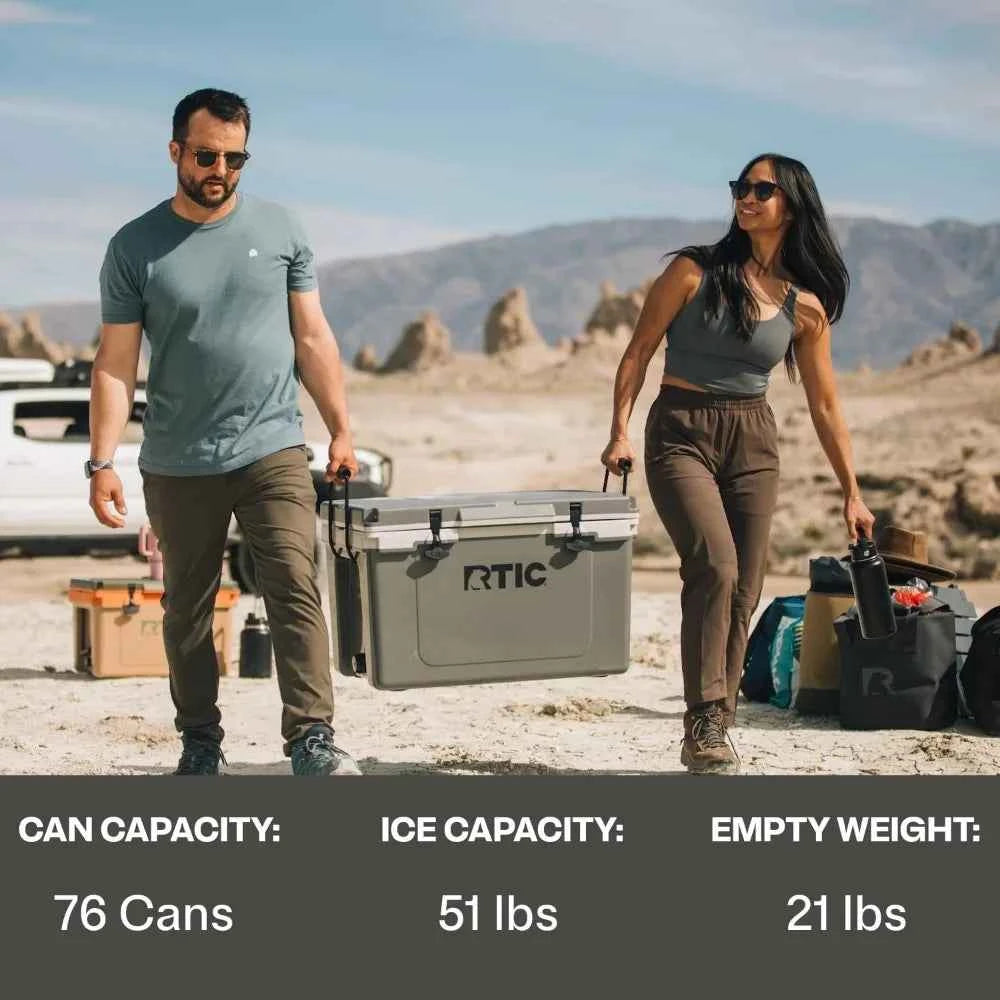 52-Quart Ultra-Light Hard Cooler – Insulated Ice Chest for Camping, Fishing, Beach &amp; Hunting