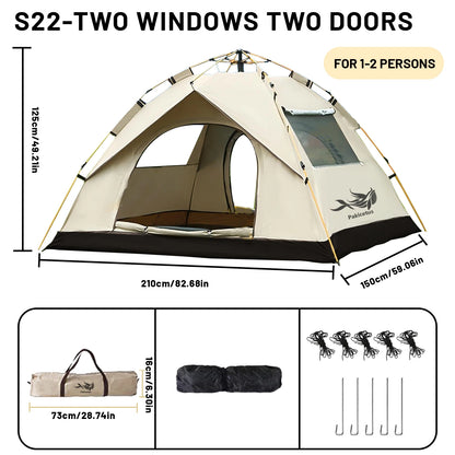 Pakicetus Pop-Up Tent – Instant Setup | Waterproof | Tarp-to-Shelter | Camping, Beach &amp; Fishing | Gold &amp; Gray