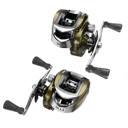 Green Waterdrop Baitcasting Reel – Ergonomic Circular Grip, Smooth Casting for Ocean, Lake &amp; River Fishing
