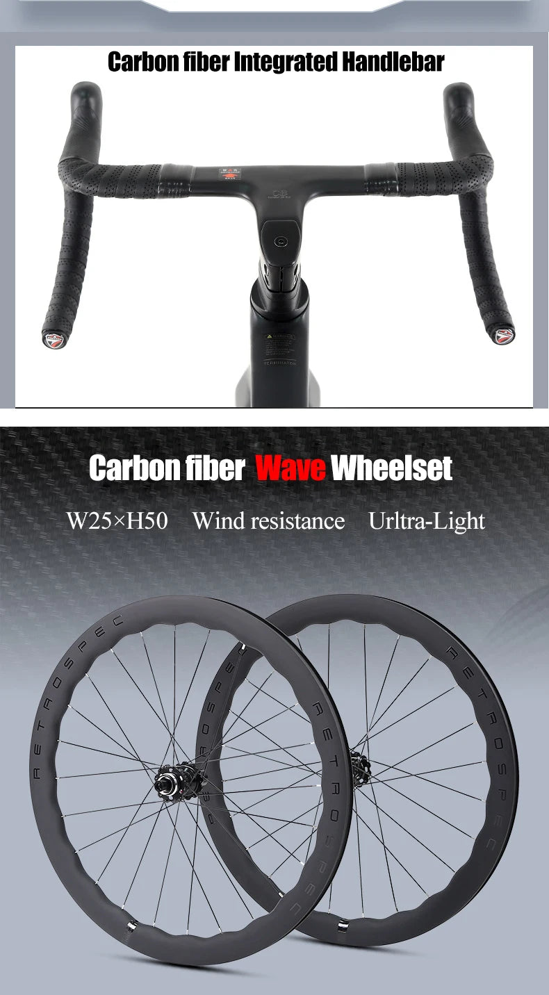 Twitter Full Carbon Road Bike Wireless Electronic Shifting WheelTop EDS TX 2X12 Speed Hydraulic Disc Brake Adult Men&