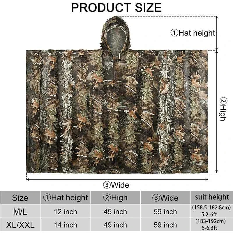 Tactical Hunting Poncho Camouflage Field Jacket – Tree Camo, L &amp; XXL