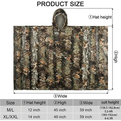 Tactical Hunting Poncho Camouflage Field Jacket – Tree Camo, L &amp; XXL