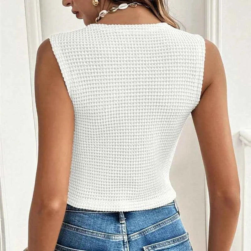 Summer Street Style Simple Casual Sleeveless Solid Color Women&