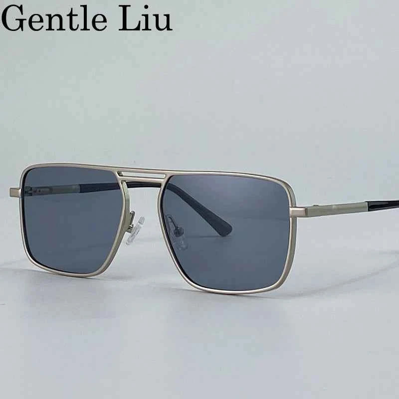 GENTLE LIU KSL-98280 Oversized Double Beam Square Sunglasses – Alloy Frame, UV400