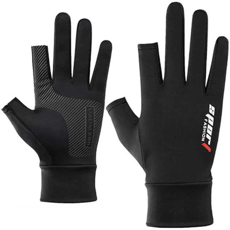 Ice Silk Fishing Gloves – Breathable, Anti-Slip Sun Protection Gloves (Two-Finger &amp; Full-Finger)