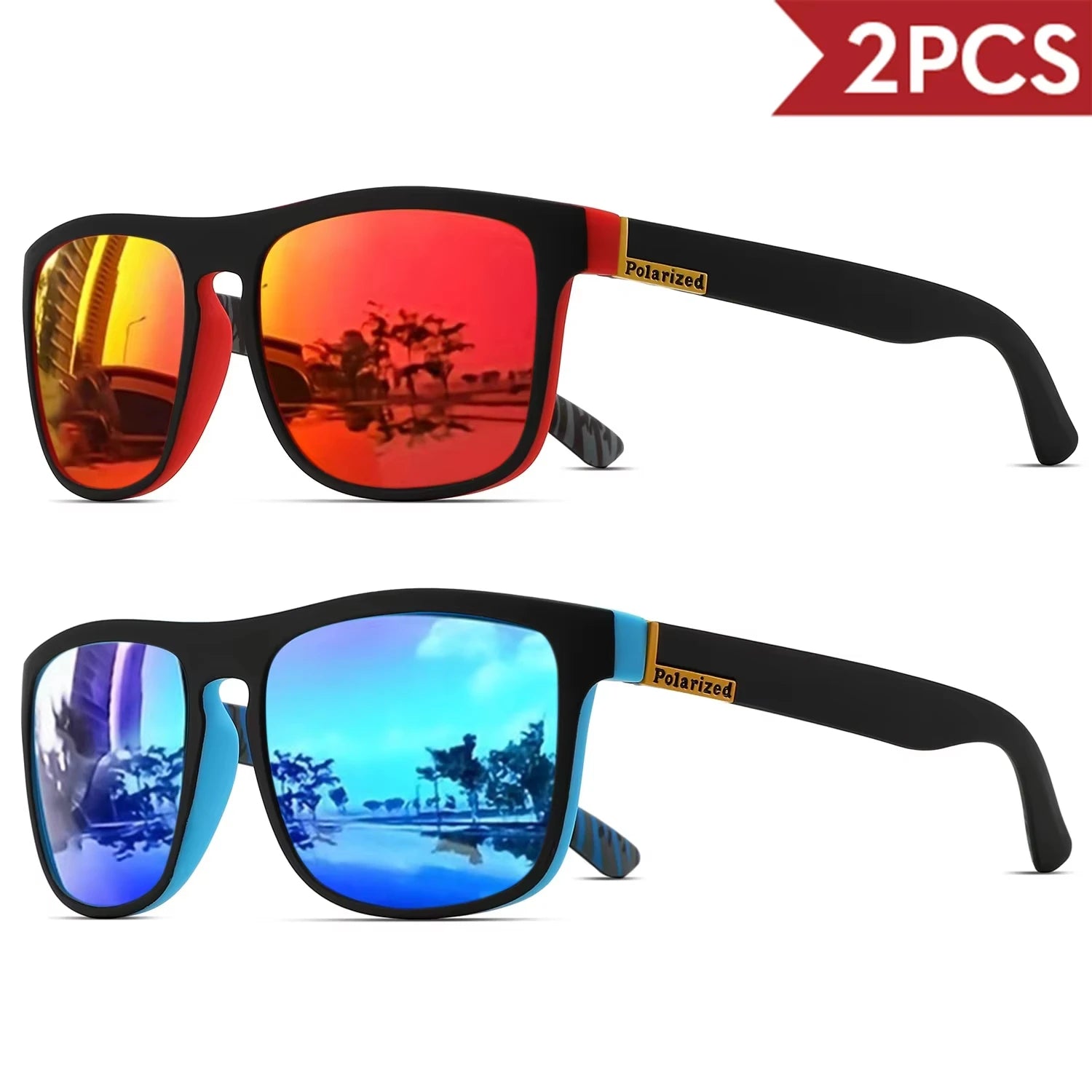 Polarized Square Sports Sunglasses UV400 – Driving, Fishing &amp; Cycling (1, 2, 3 or 4 Pack)