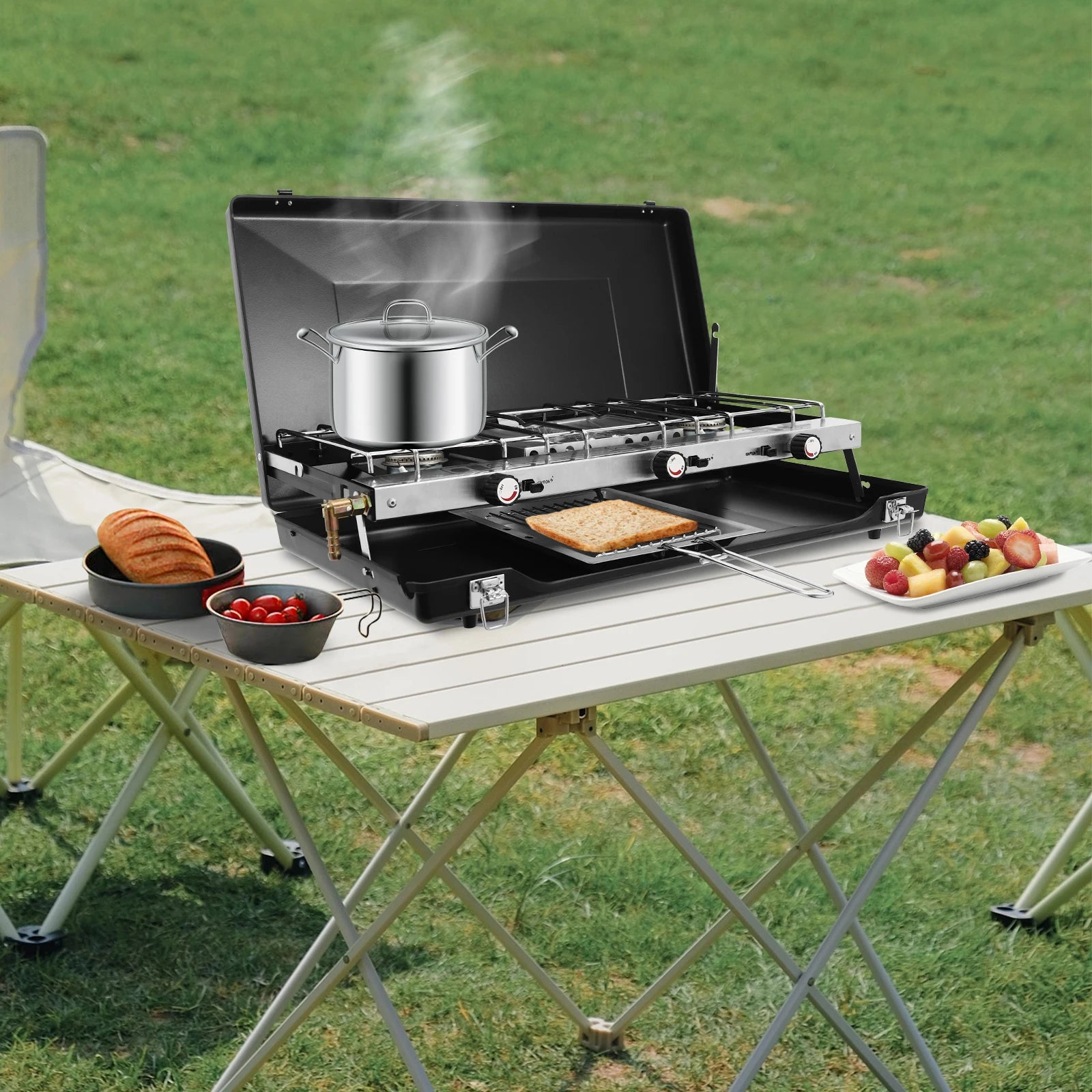 [Outdoor Campfire Grill] 3-Burner Durable