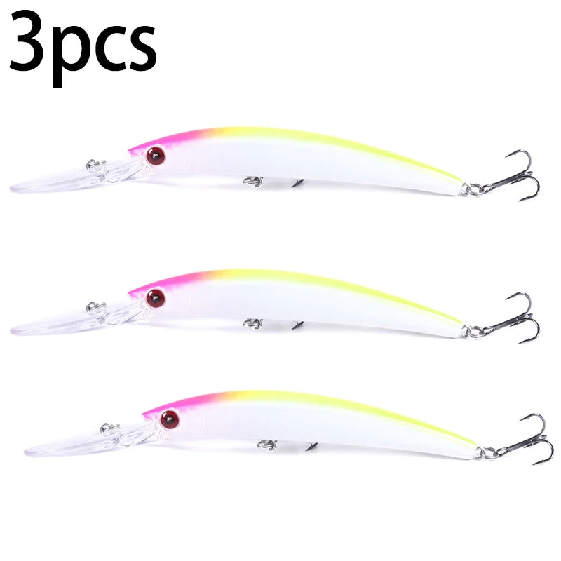 150mm 15g Deep Diving Jerkbait Minnow Fishing Lure – Hard Bait Wobbler with Rattle for Bass &amp; Pike
