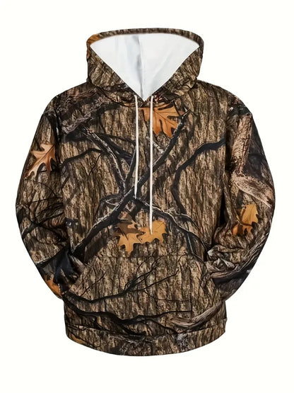 Unisex 3D Leaves Camo Hoodie – Oversized Harajuku Pullover