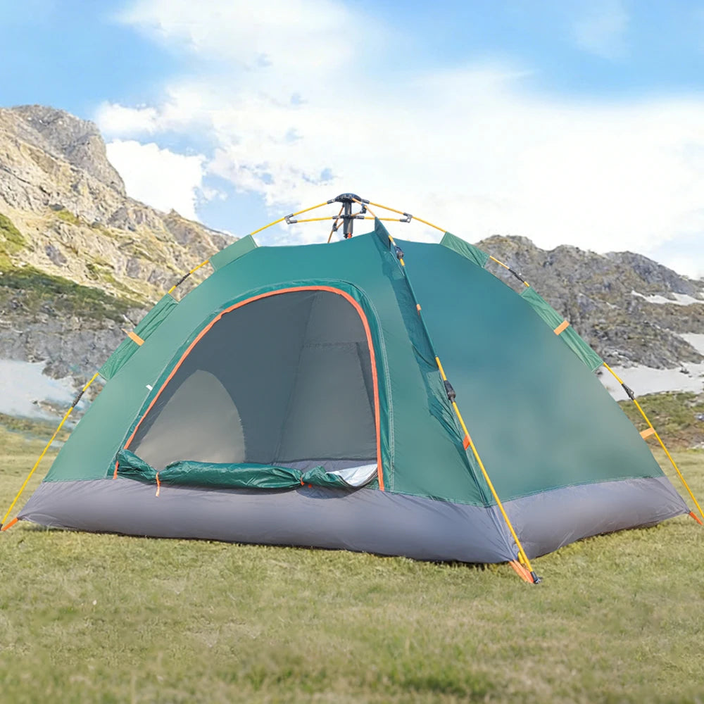 Waterproof Silver-Coated Fabric Tent with 1 Door 1 Window, High-Density B3 Mesh &amp; Automatic Fiberglass Poles
