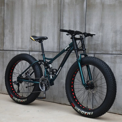 Fat Tire Mountain Bike – 4.0" Wide Tires, Soft-Tail Frame, Double Disc Brakes, 7–27 Speed, 24" or 26" Wheel, Unisex
