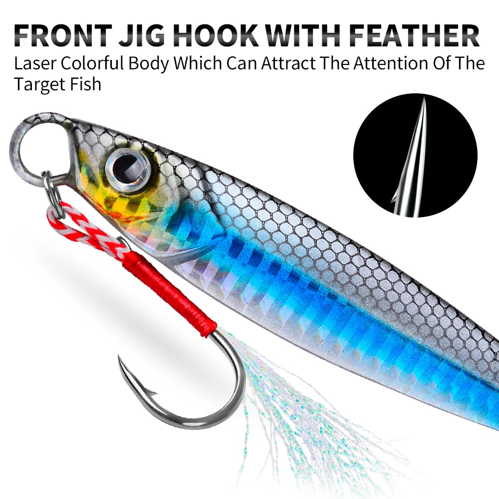 PROBEROS 5pcs Luya Iron Plate Sea Fishing Metal Bionic Bait 17g/21g/24g/30g/40g/60g Double Hooks Luminous Fake Bait Wholesale