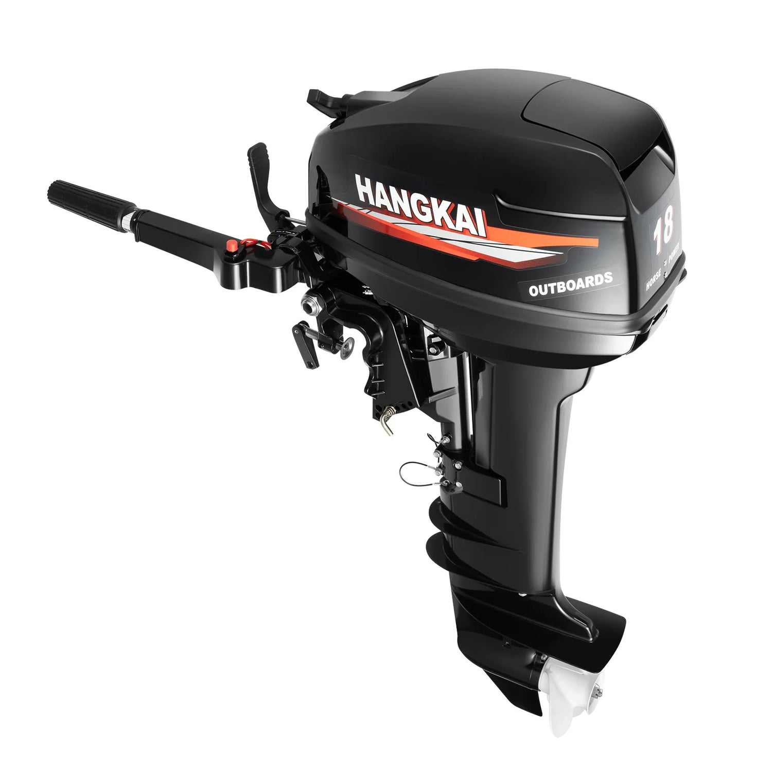 HangKai 18HP Outboard Motor, 2 Stroke 246CC Heavy Duty Outboard Boat Water Cooled Engine with CDI Ignition System Long Shaft