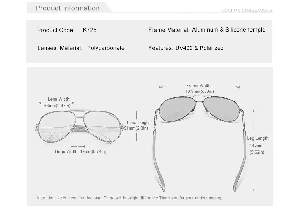 KINGSEVEN Classic Pilot Polarized Sunglasses – UV400 for Men &amp; Women