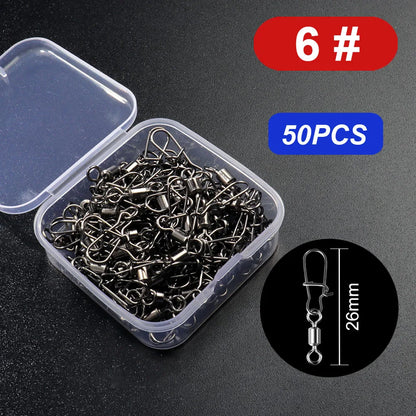 GOBAIT Rolling Swivel Snap Connector – 302 Stainless Steel, Sizes 