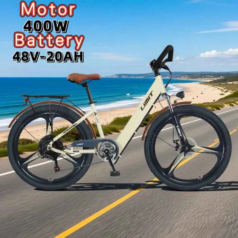 400W brushless motor city riding electric bicycle 48V20AH lithium battery electric moped adult bicycle 26-inch leisure E-Bike