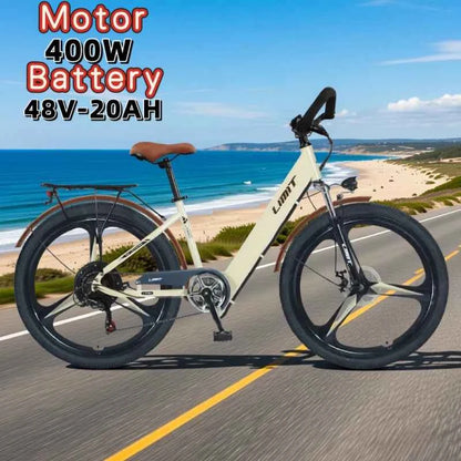 400W brushless motor city riding electric bicycle 48V20AH lithium battery electric moped adult bicycle 26-inch leisure E-Bike