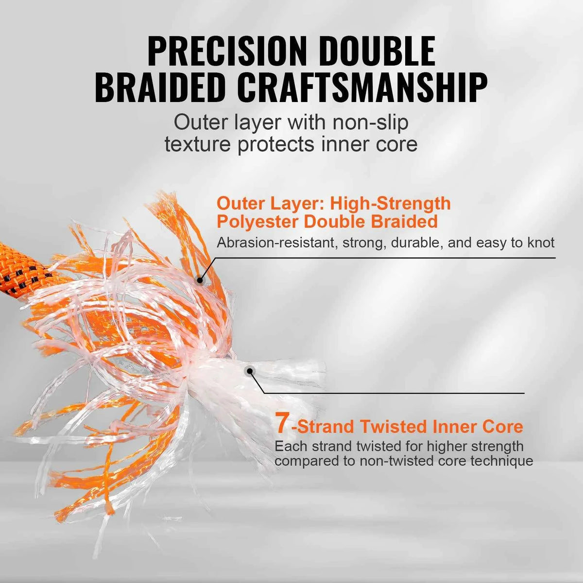 120ft Double Braid Polyester Rope – 3/8" or 1/2" 48-Strand Climbing &amp; Arborist Rope