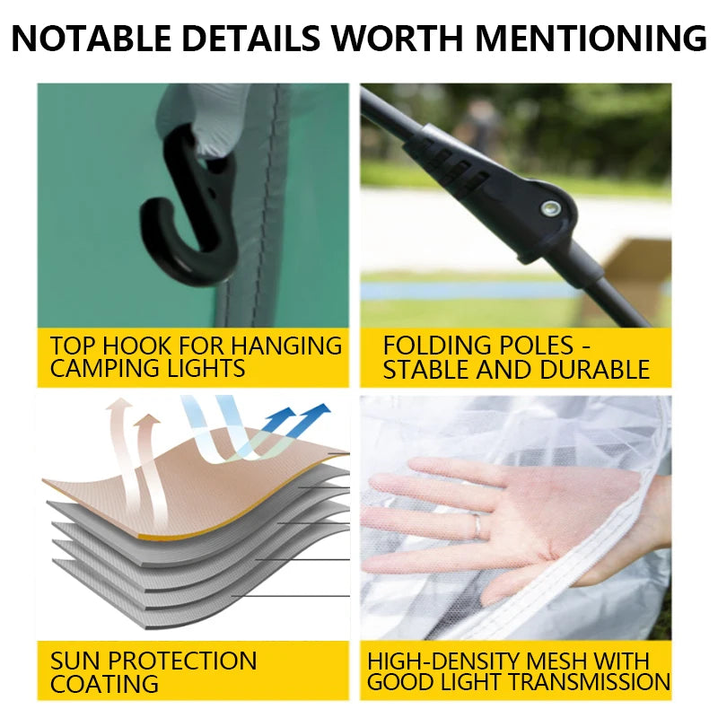 1 Green Camping Tent Outdoor Portable Foldable Overnight Fully Automatic Thickened Beach Indoor Quick-Open