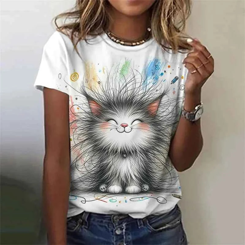 3D Printed Rabbit T Shirt For Women Cute Animal Pattern Short Sleeves Summer Casual Fashion Street O-Neck Tees Oversize T-Shirts