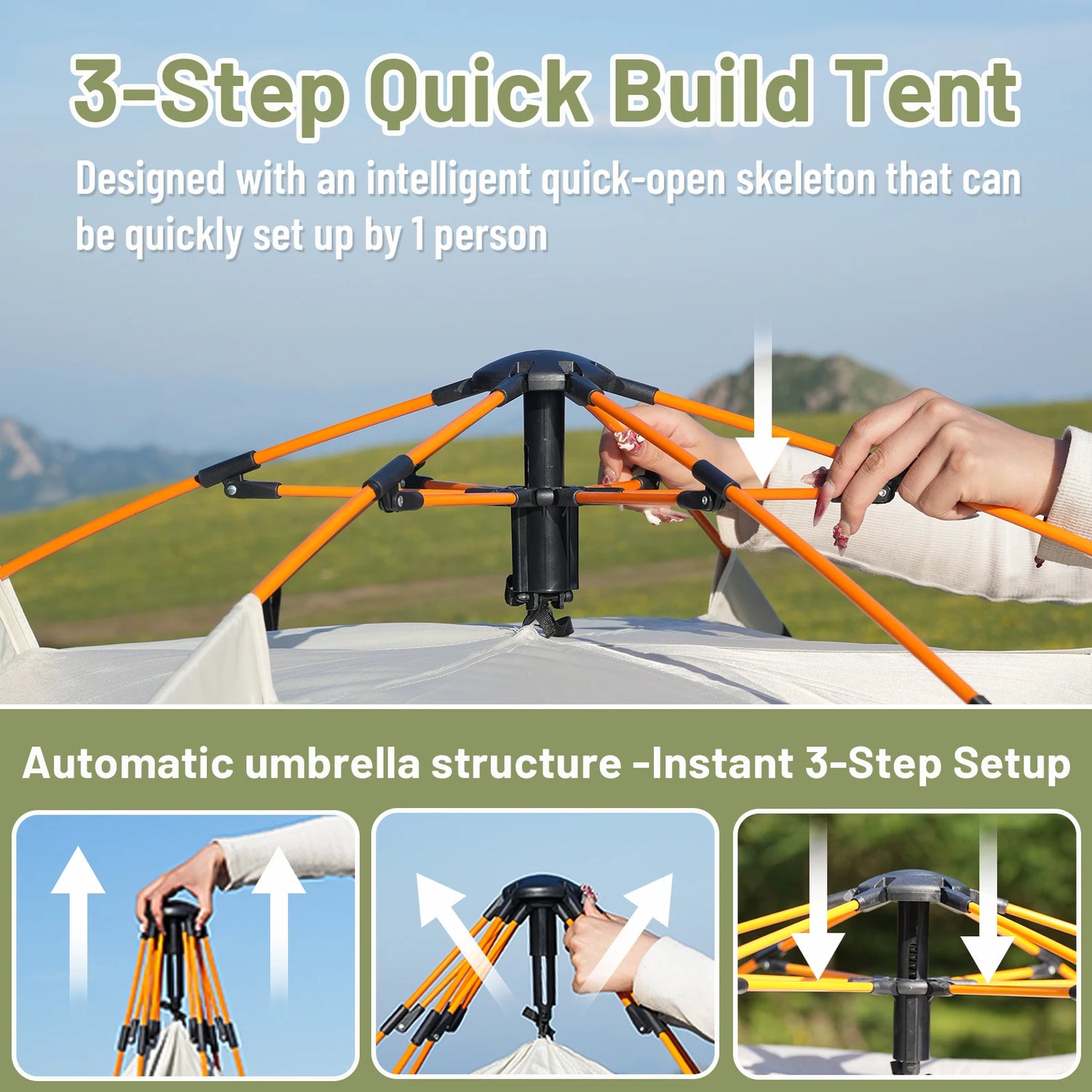 2-Person Pop-Up Camping Tent | 3-Second Setup | Waterproof &amp; All-Weather