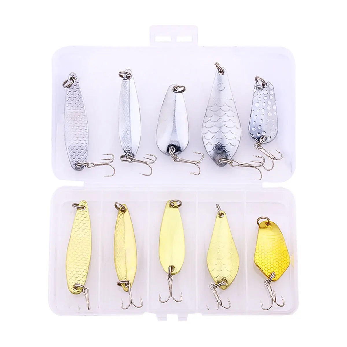 Metal Spoon Fishing Lure with Treble Hook – Gold &amp; Silver Jig Bait for Bass, Pike &amp; Perch