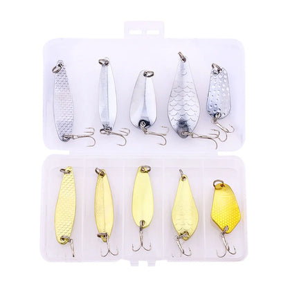 Metal Spoon Fishing Lure with Treble Hook – Gold &amp; Silver Jig Bait for Bass, Pike &amp; Perch