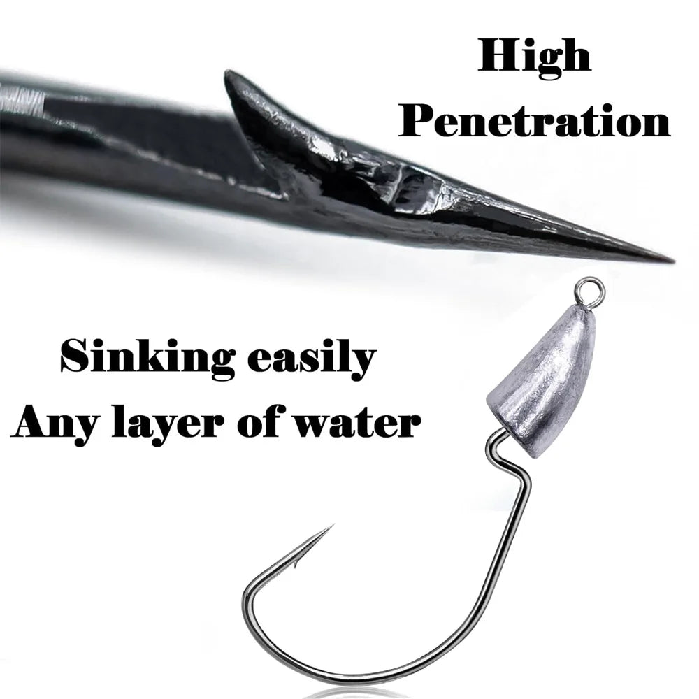 10PCS Metal Jig Head Worm Hook 3.5g 5g 7g 10g 20g Weight Crank Fishhook Gear Sinker Pesca for Soft Lure Texas Rig Fishing Tackle