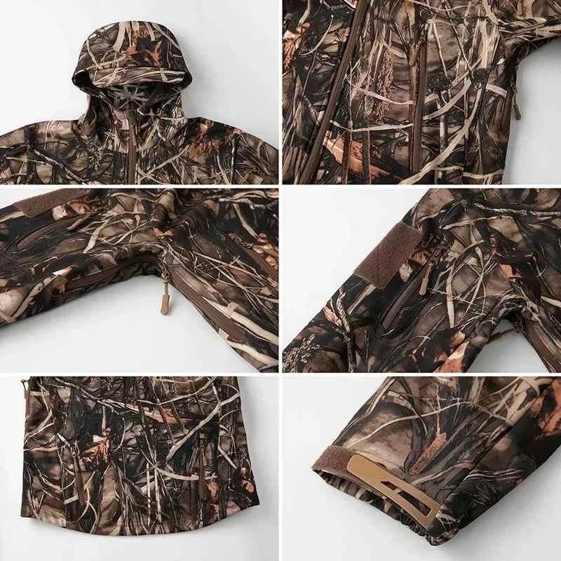 Men’s Silent Camouflage Hunting Jacket – Waterproof Soft Shell Tactical Coat