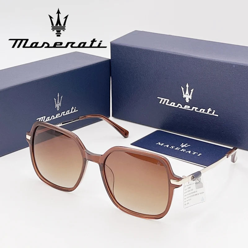 Maserati UV400 Polarized Sunglasses – Square Alloy Frame, Anti-Reflective TAC Lenses