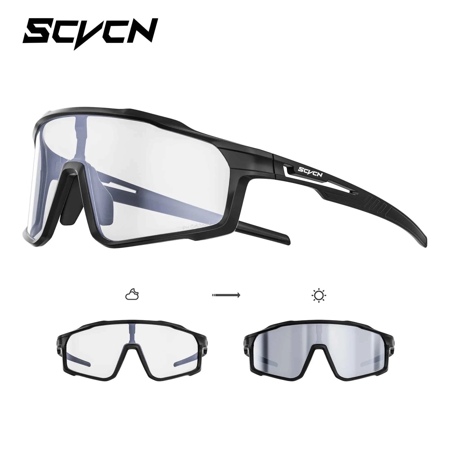 SCVCN Hiking Eyewear Photochromic Bike Cycling Sunglasses Men Outdoor Sports MTB UV400 Goggles Women Running Windproof Glasses
