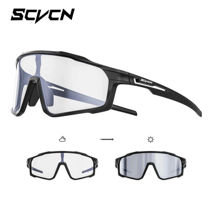 SCVCN Hiking Eyewear Photochromic Bike Cycling Sunglasses Men Outdoor Sports MTB UV400 Goggles Women Running Windproof Glasses
