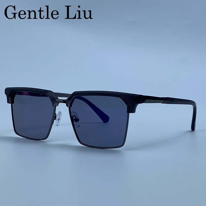 GENTLE LIU FY-99270 Square Sunglasses – Alloy Frame, UV400 Gradient, Steampunk Style