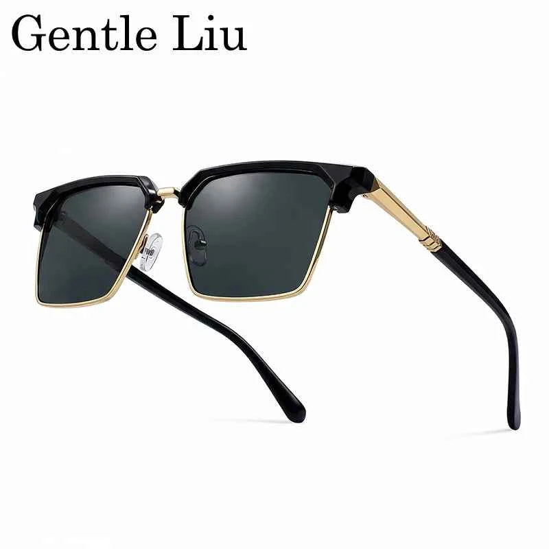 GENTLE LIU FY-99270 Square Sunglasses – Alloy Frame, UV400 Gradient, Steampunk Style