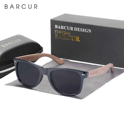 BARCUR Black Walnut Wood Polarized Sunglasses – UV400 Protection
