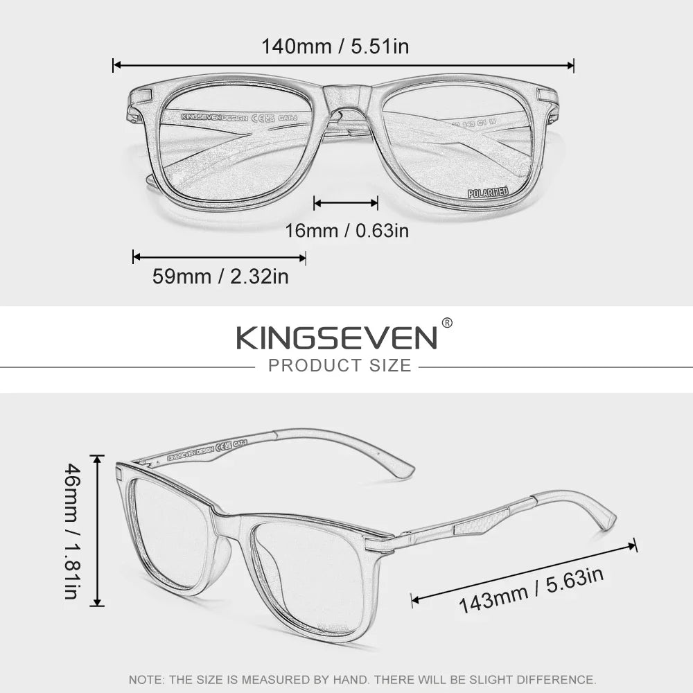 KINGSEVEN 7537 Polarized Sunglasses – Aluminium-Magnesium, Rectangle, UV400, Unisex