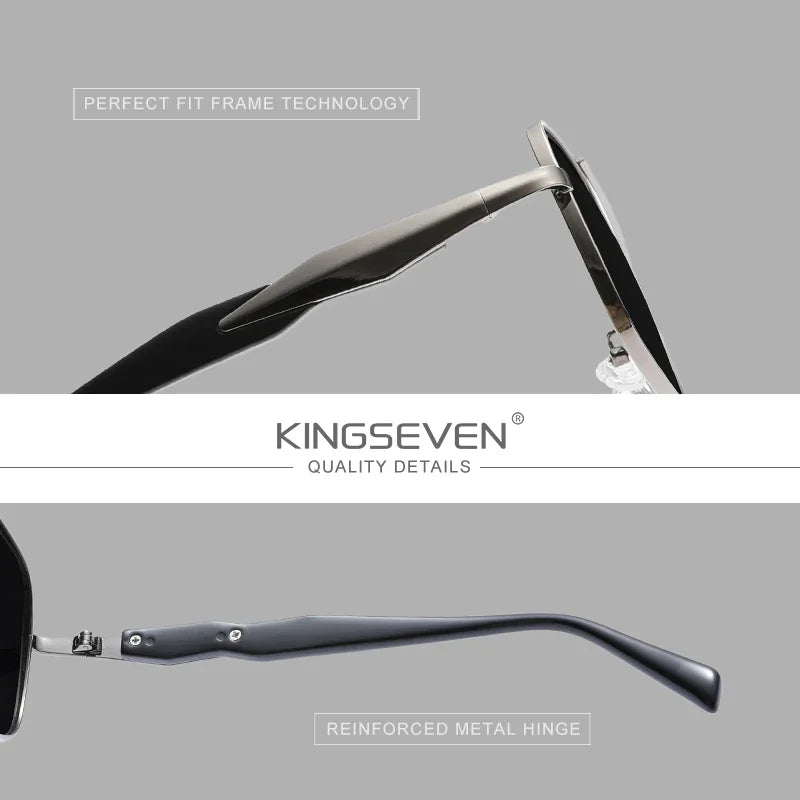 KINGSEVEN 7613 Polarized Sunglasses – Stainless Steel, Gradient, UV400, Unisex