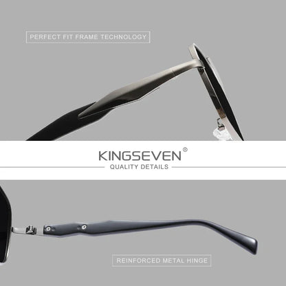 KINGSEVEN 7613 Polarized Sunglasses – Stainless Steel, Gradient, UV400, Unisex