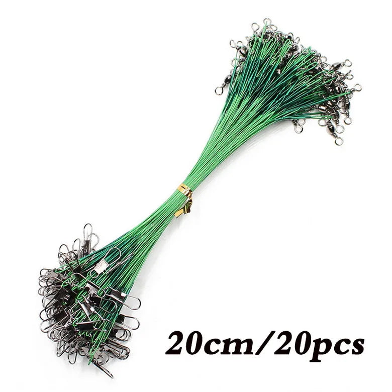 Anti Bite Steel Fishing Line Steel Wire Leader With Swivel Fishing ,  Leash Fishing Wire 15cm 20cm  30cm