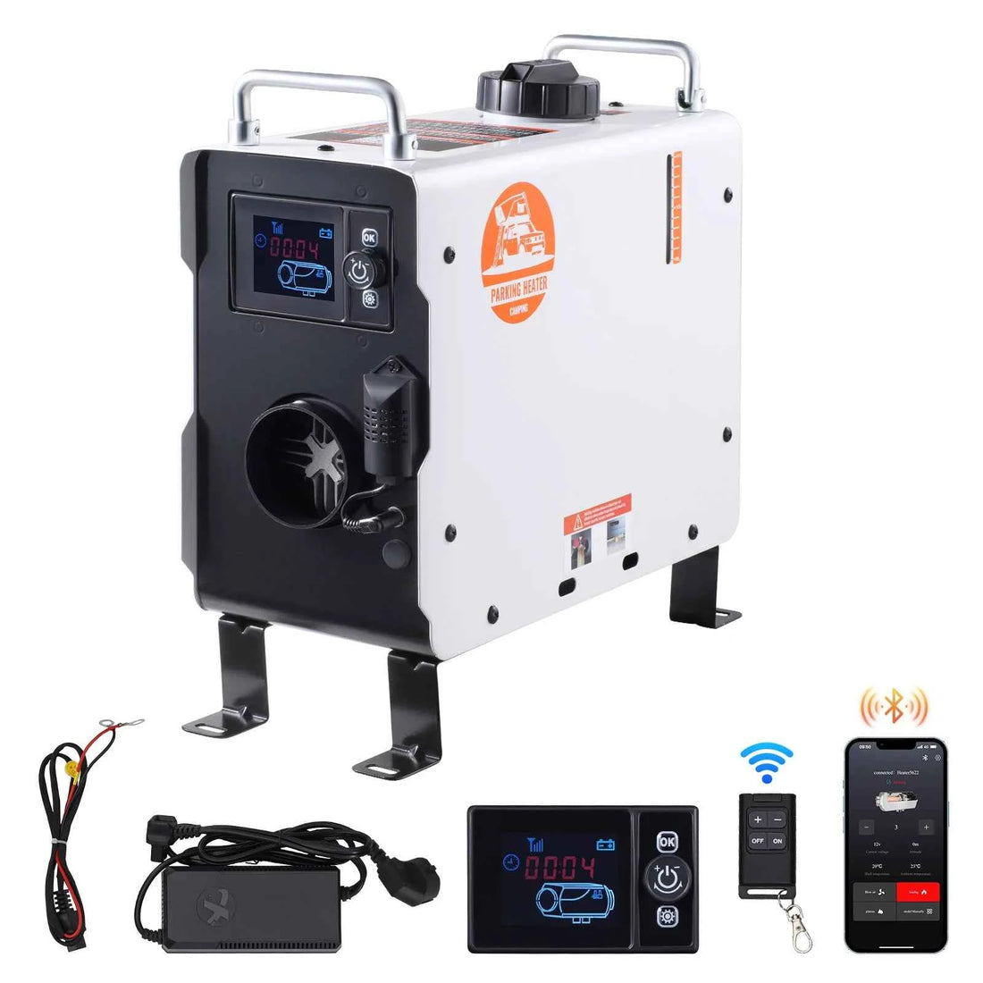 2kW Diesel Air Heater with Bluetooth, Remote & Display | CO Alarm | DC 12–24V | RV, Truck, Cabin & Camping