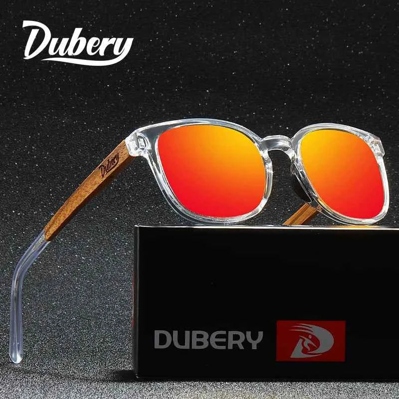 DUBERY Natural Wood Polarized Sunglasses – UV400 Rectangle Frame for Men