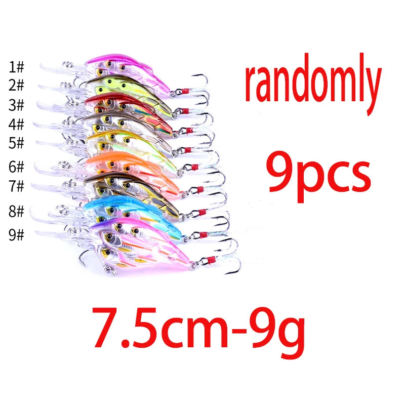 75mm 9g Floating Crankbait Fishing Lure – Swimbait Wobbler with Rattle &amp; 3D Eyes