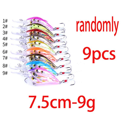 75mm 9g Floating Crankbait Fishing Lure – Swimbait Wobbler with Rattle &amp; 3D Eyes