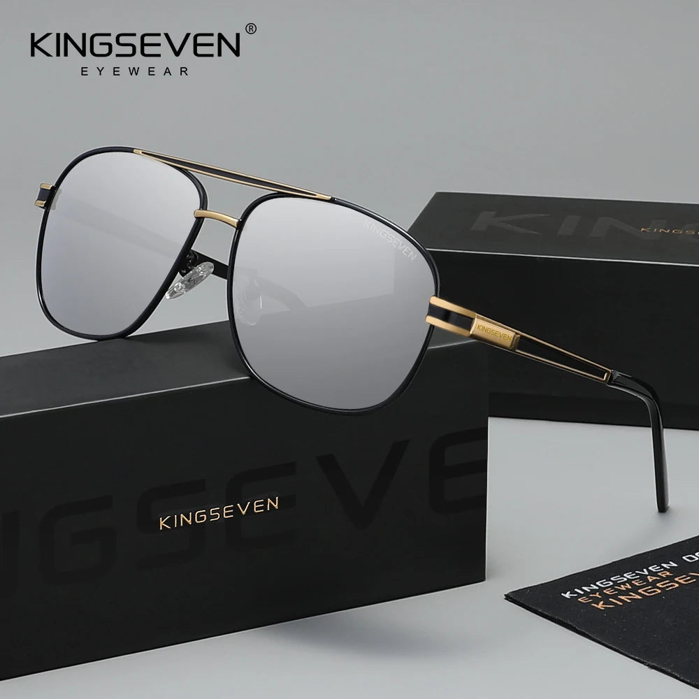KINGSEVEN 738 Polarized Square Sunglasses – Stainless Steel Frame, UV400, Unisex