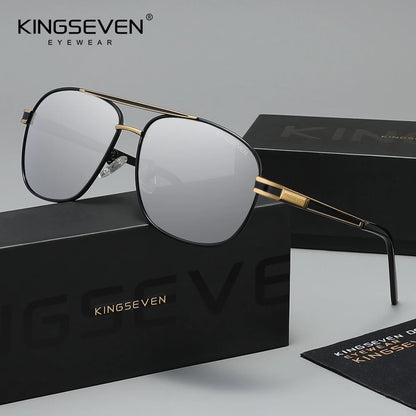 KINGSEVEN 738 Polarized Square Sunglasses – Stainless Steel Frame, UV400, Unisex
