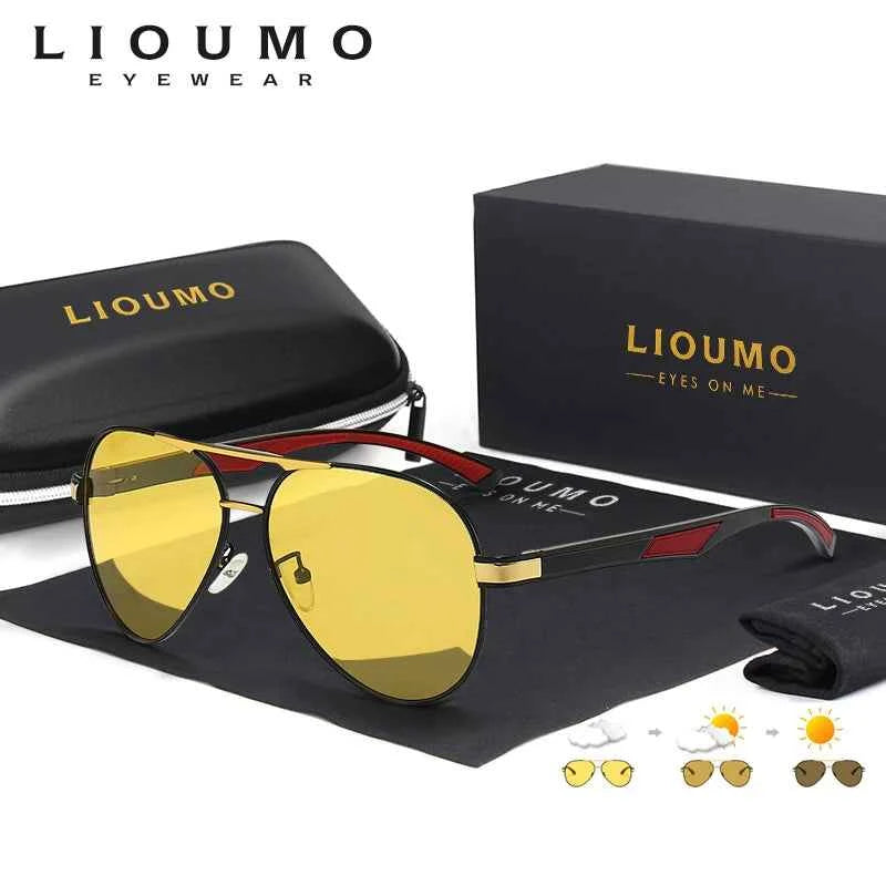LIOUMO Luxury Photochromic Night Vision Sunglasses – Anti-Glare Chameleon Driving Glasses