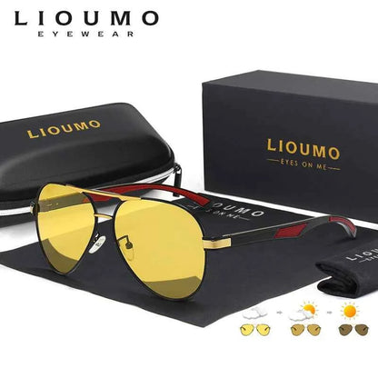 LIOUMO Luxury Photochromic Night Vision Sunglasses – Anti-Glare Chameleon Driving Glasses