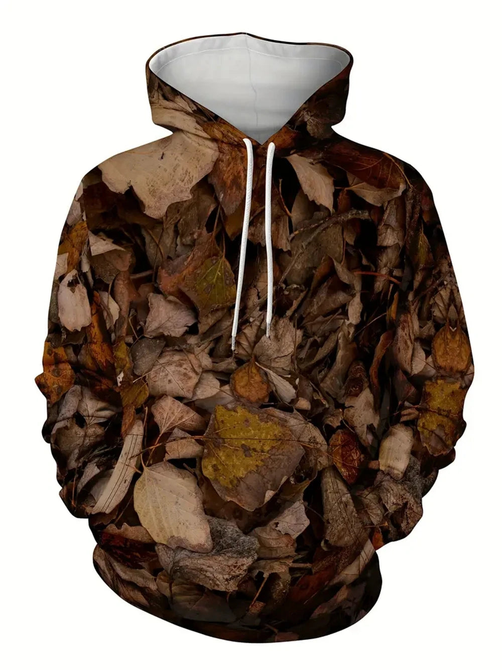 Unisex 3D Leaves Camo Hoodie – Oversized Harajuku Pullover