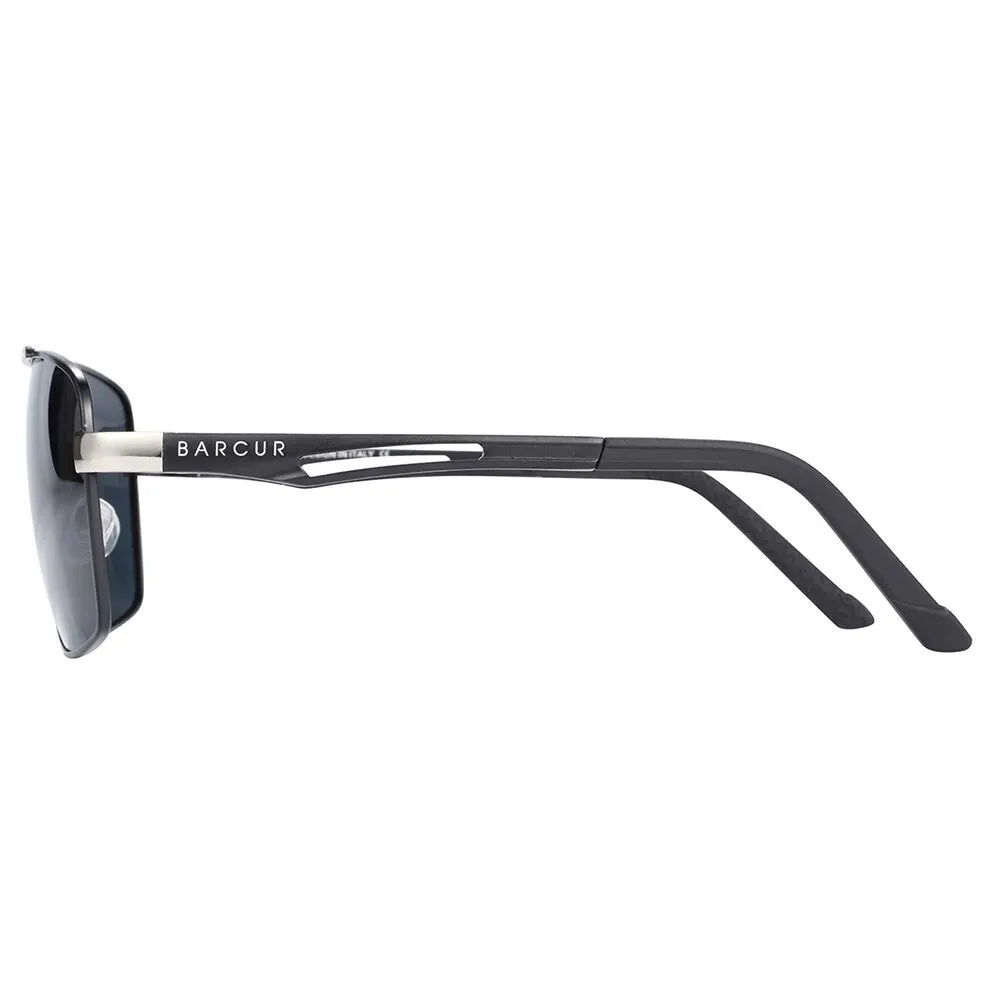 BARCUR BC8035 Polarized Pilot-Square Sunglasses – Stainless Steel, UV400, Unisex