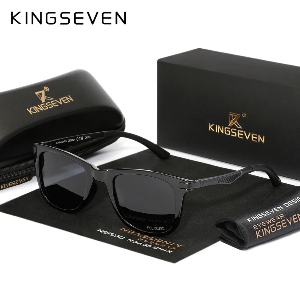KINGSEVEN 7537 Polarized Sunglasses – Aluminium-Magnesium, Rectangle, UV400, Unisex